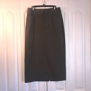 Talbots Dark Olive Green Long Skirt- Size 12